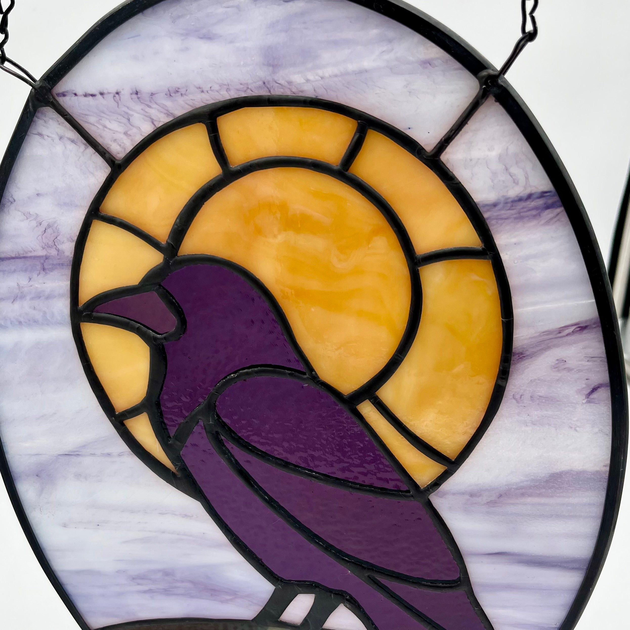 Raven Full Moon Stained Glass Sun Catcher