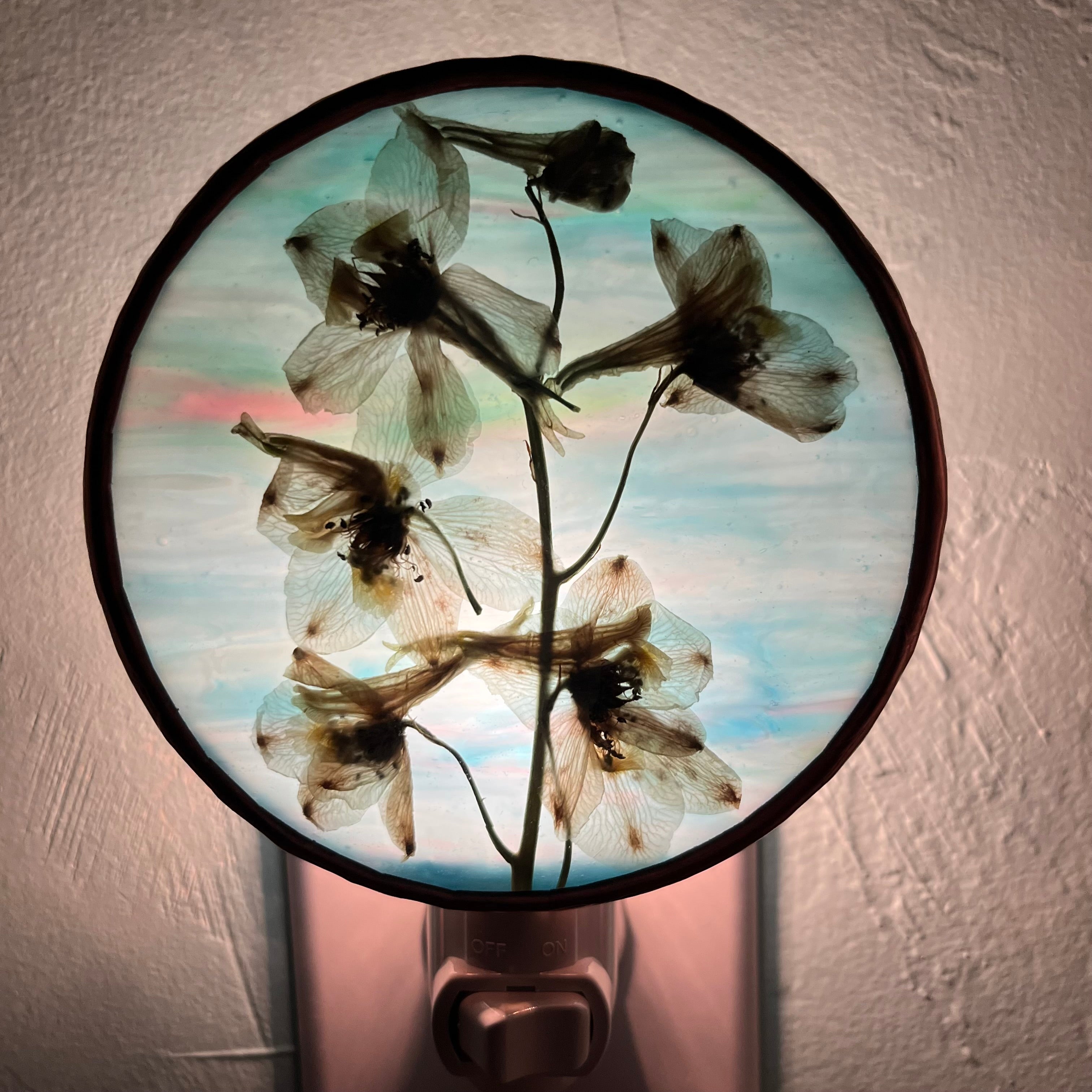 Camilla Larkspur Stained Glass Night Light