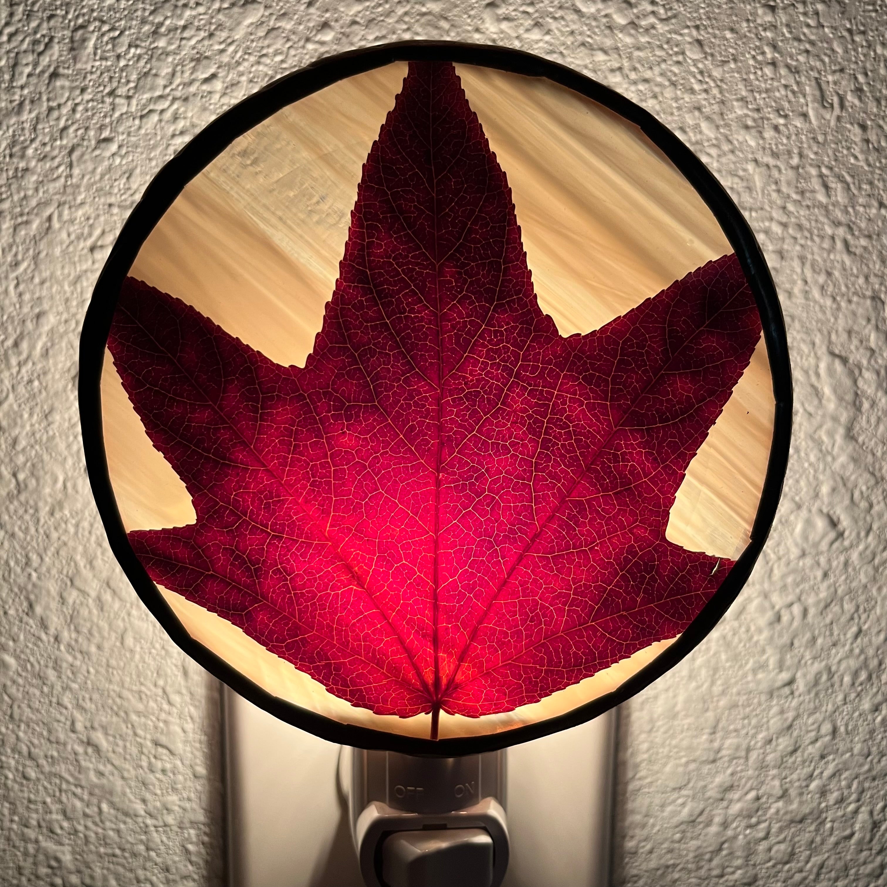 Andrea Maple Leaf Stained Glass Night Light