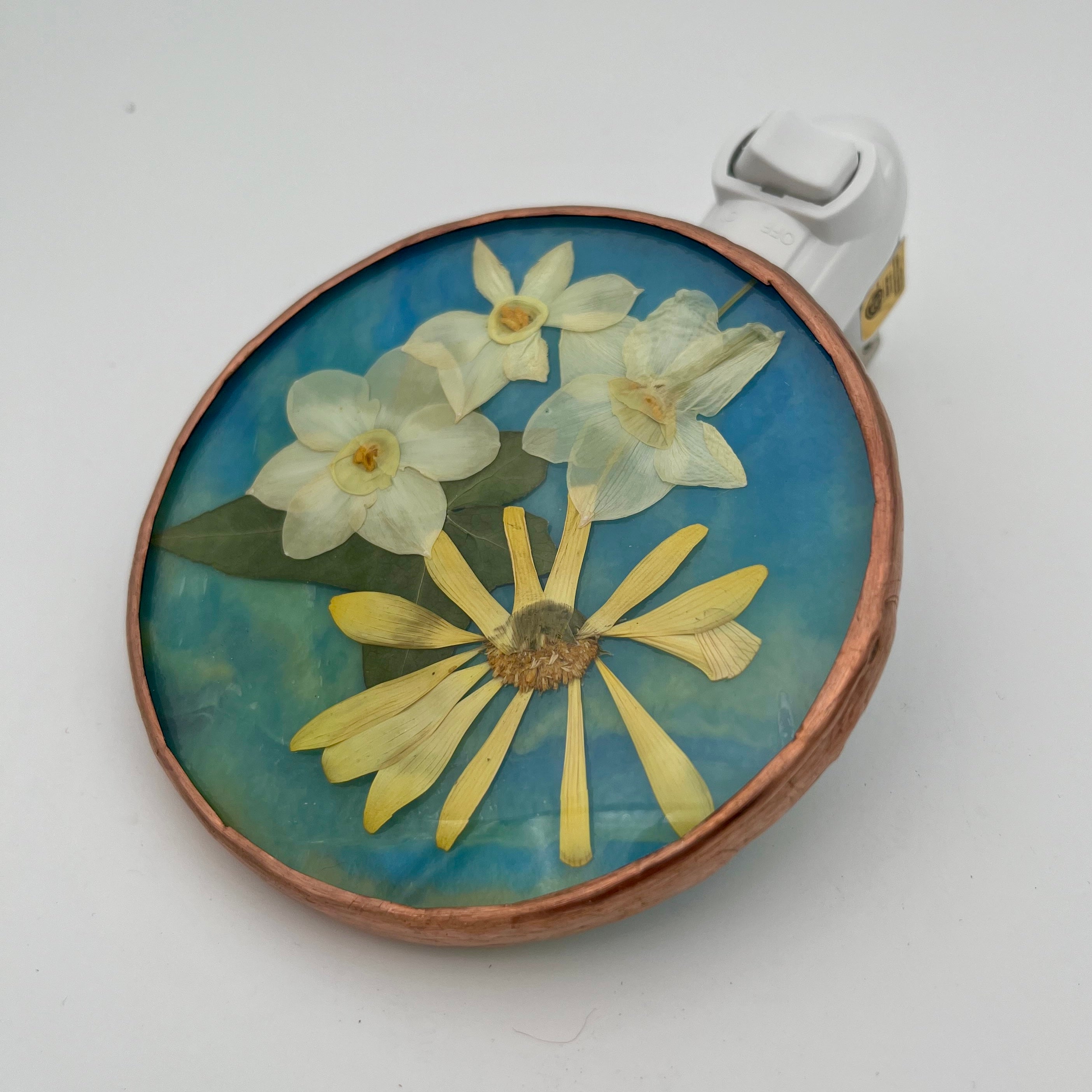Ostara Blue and Yellow Stained Glass Night Light