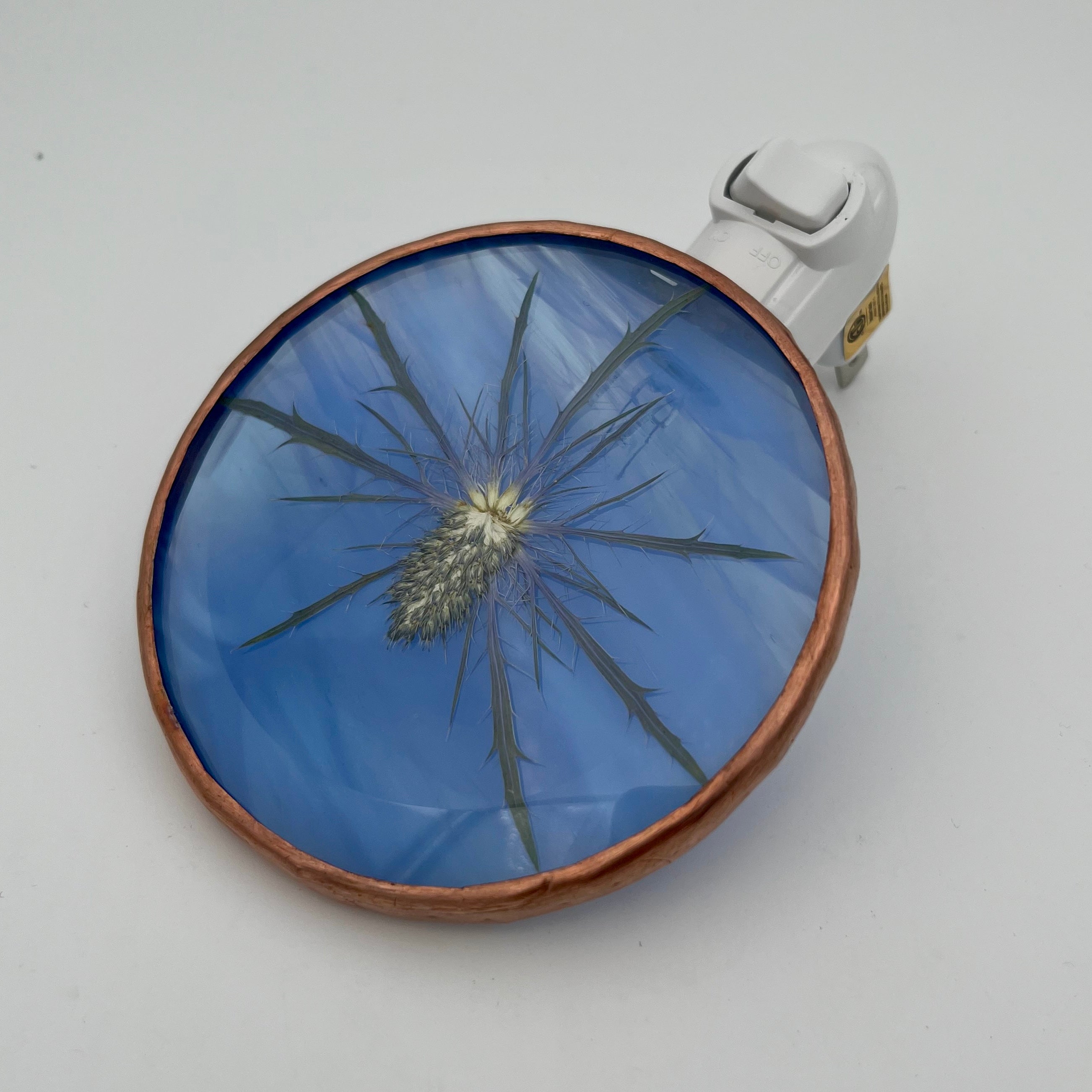 Jolene Blue Thistle Stained Glass Night Light