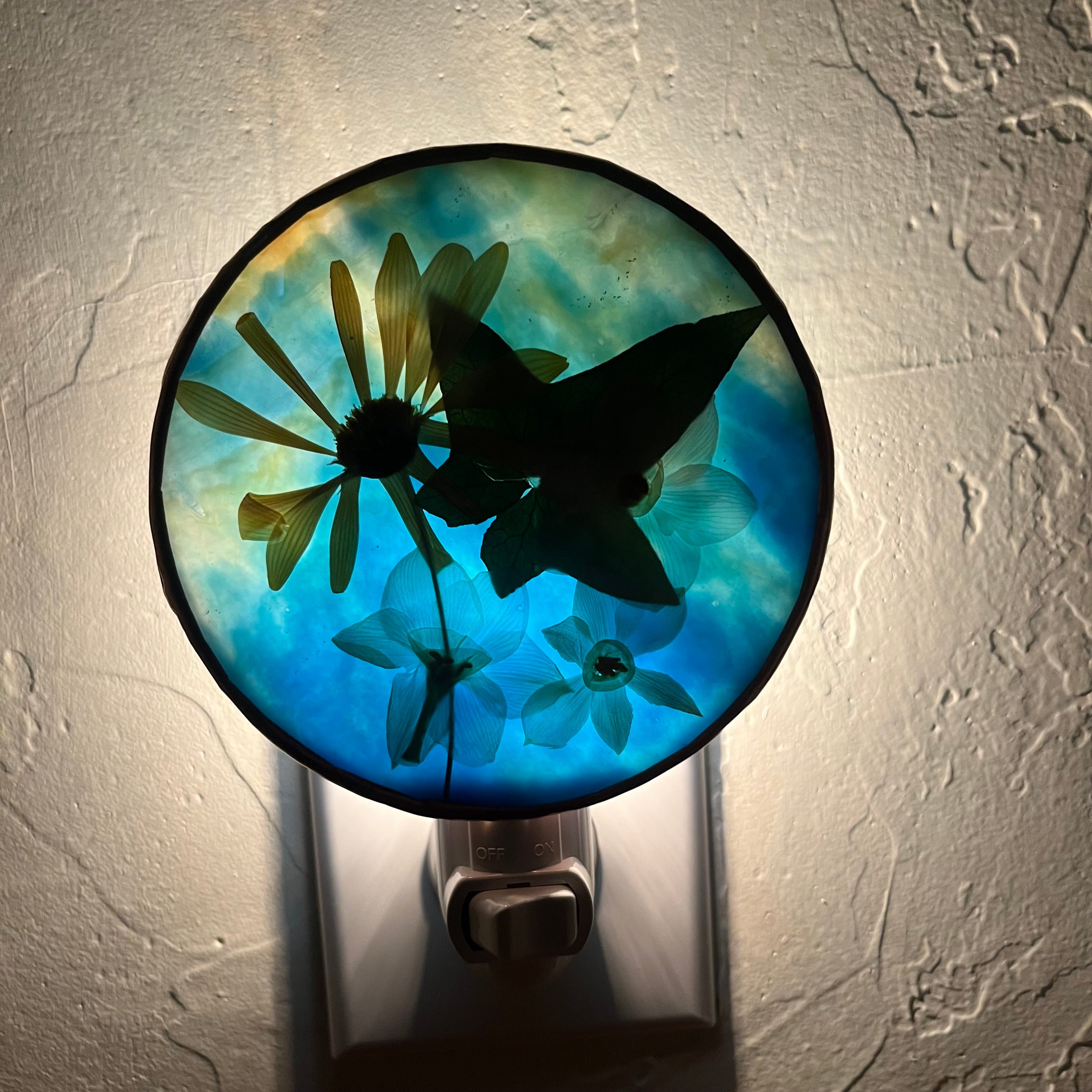 Ostara Blue and Yellow Stained Glass Night Light