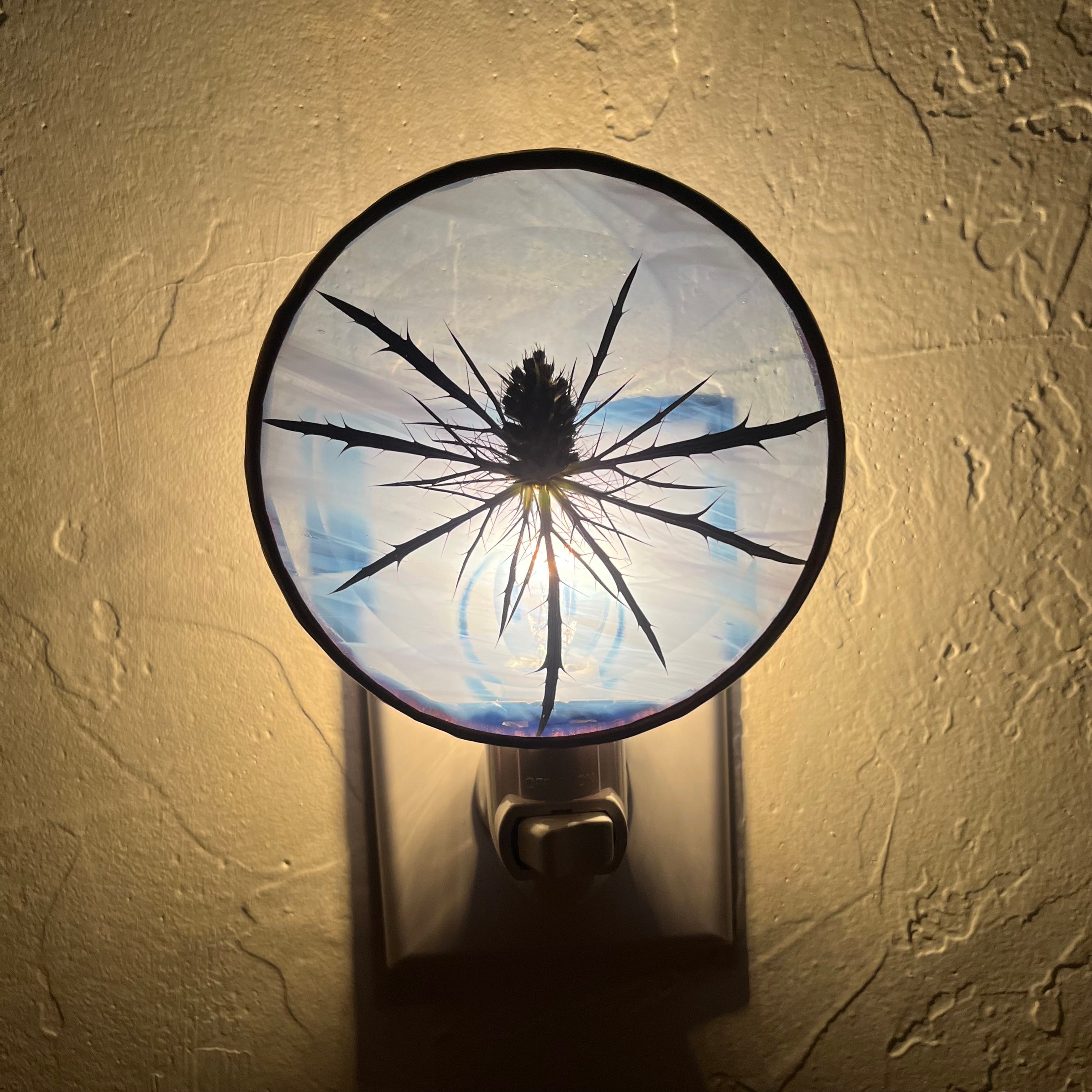 Jolene Blue Thistle Stained Glass Night Light