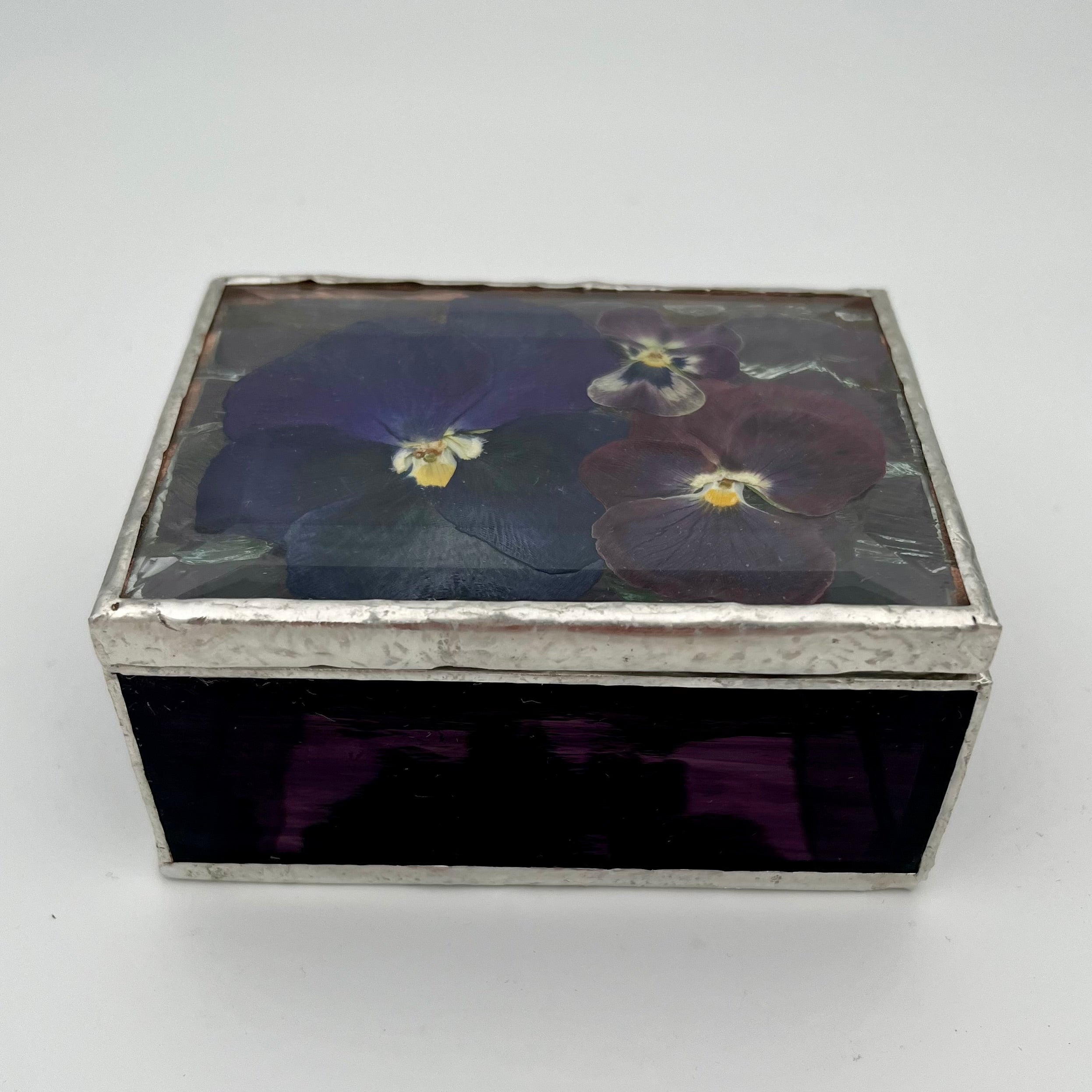 Sophie Purple Pansy Pressed Flower Jewelry Box