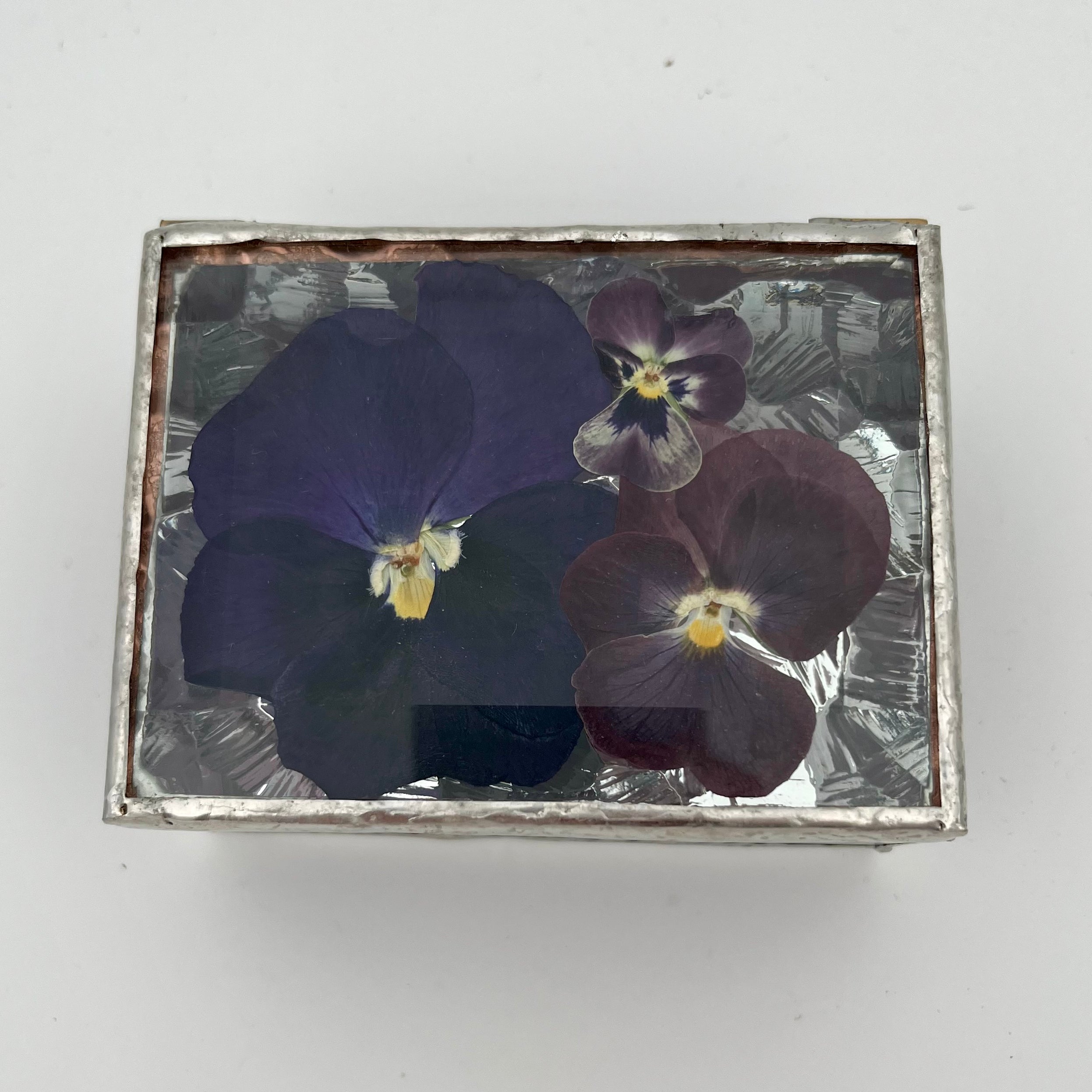 Sophie Purple Pansy Pressed Flower Jewelry Box