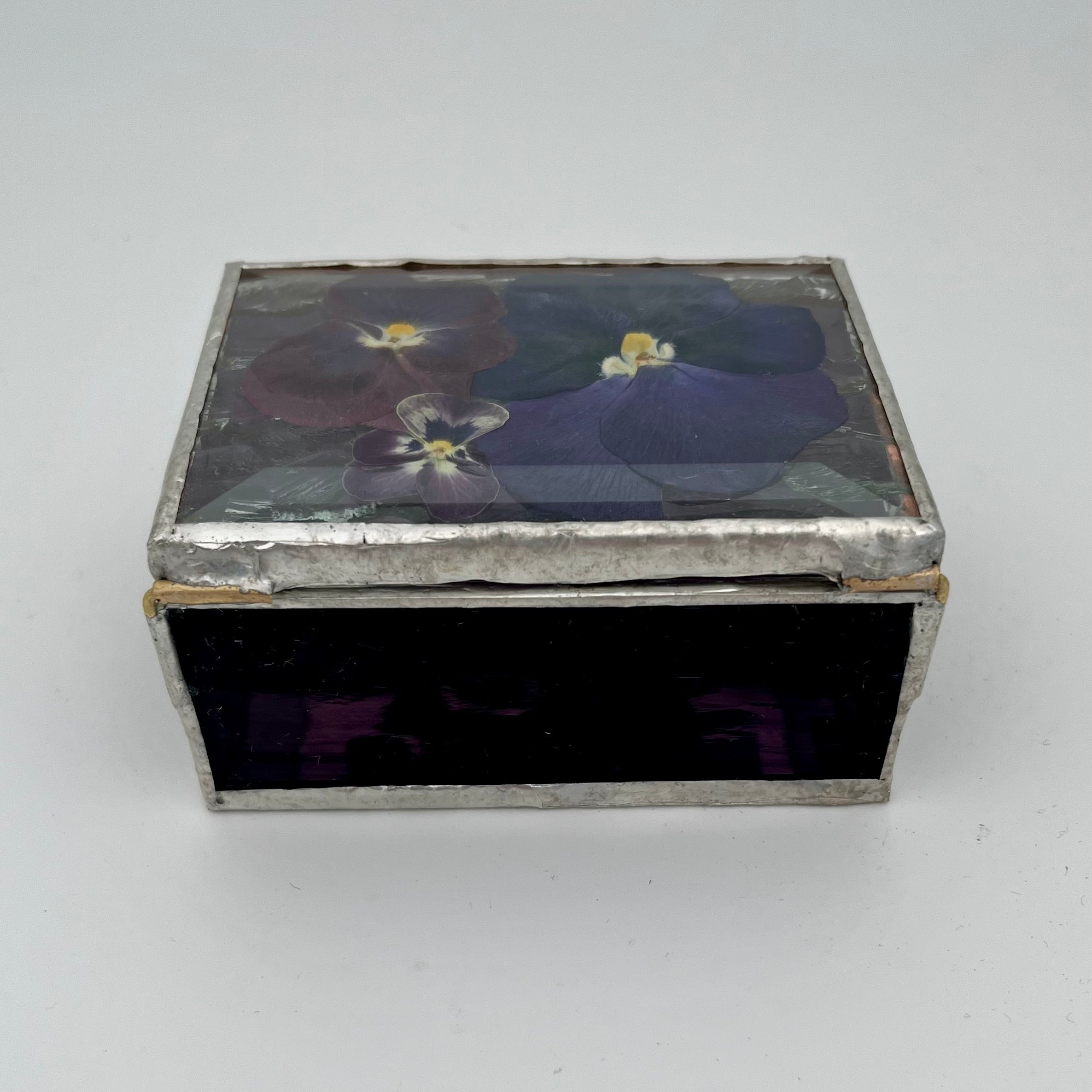 Sophie Purple Pansy Pressed Flower Jewelry Box