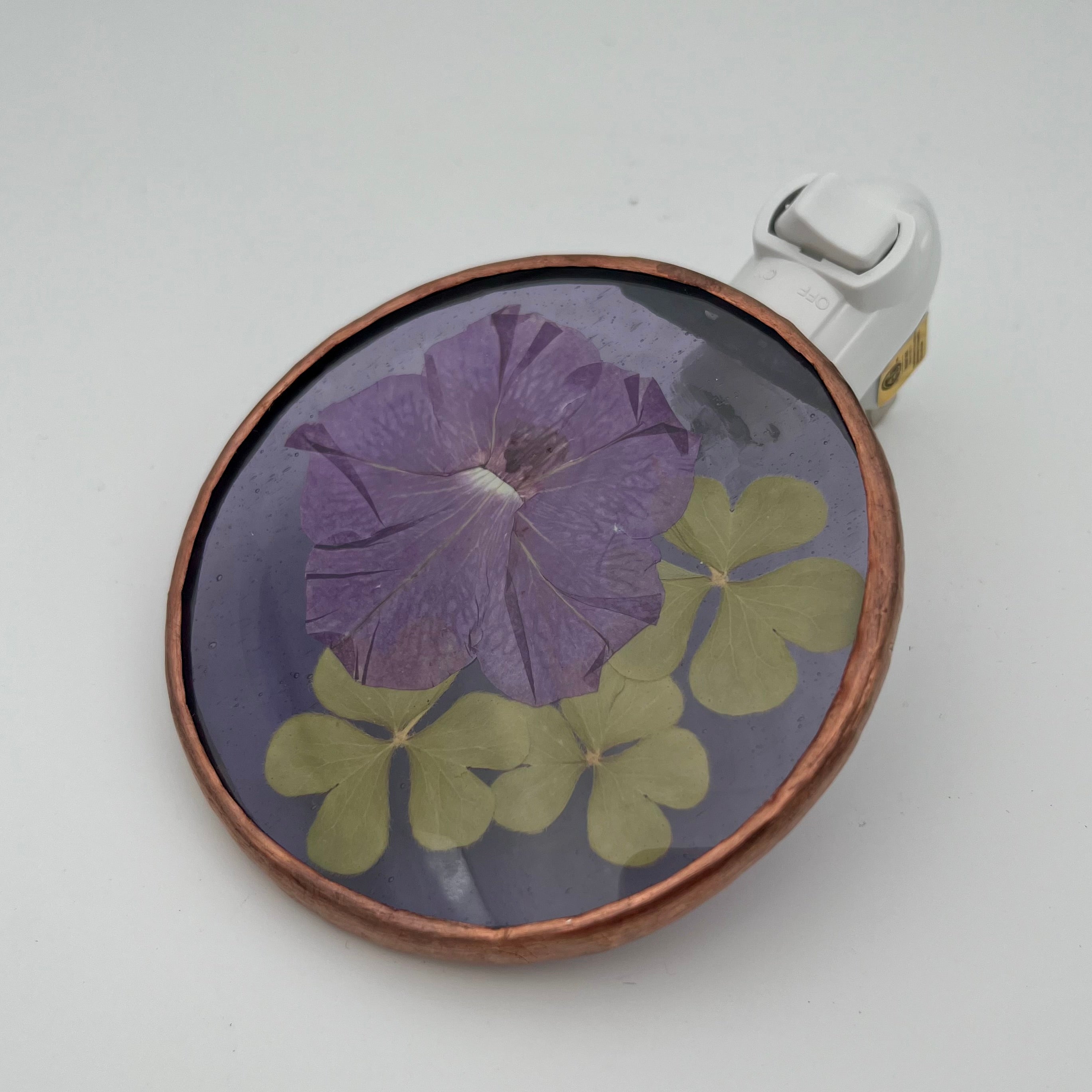 Erin Purple Clover Stained Glass Night Light