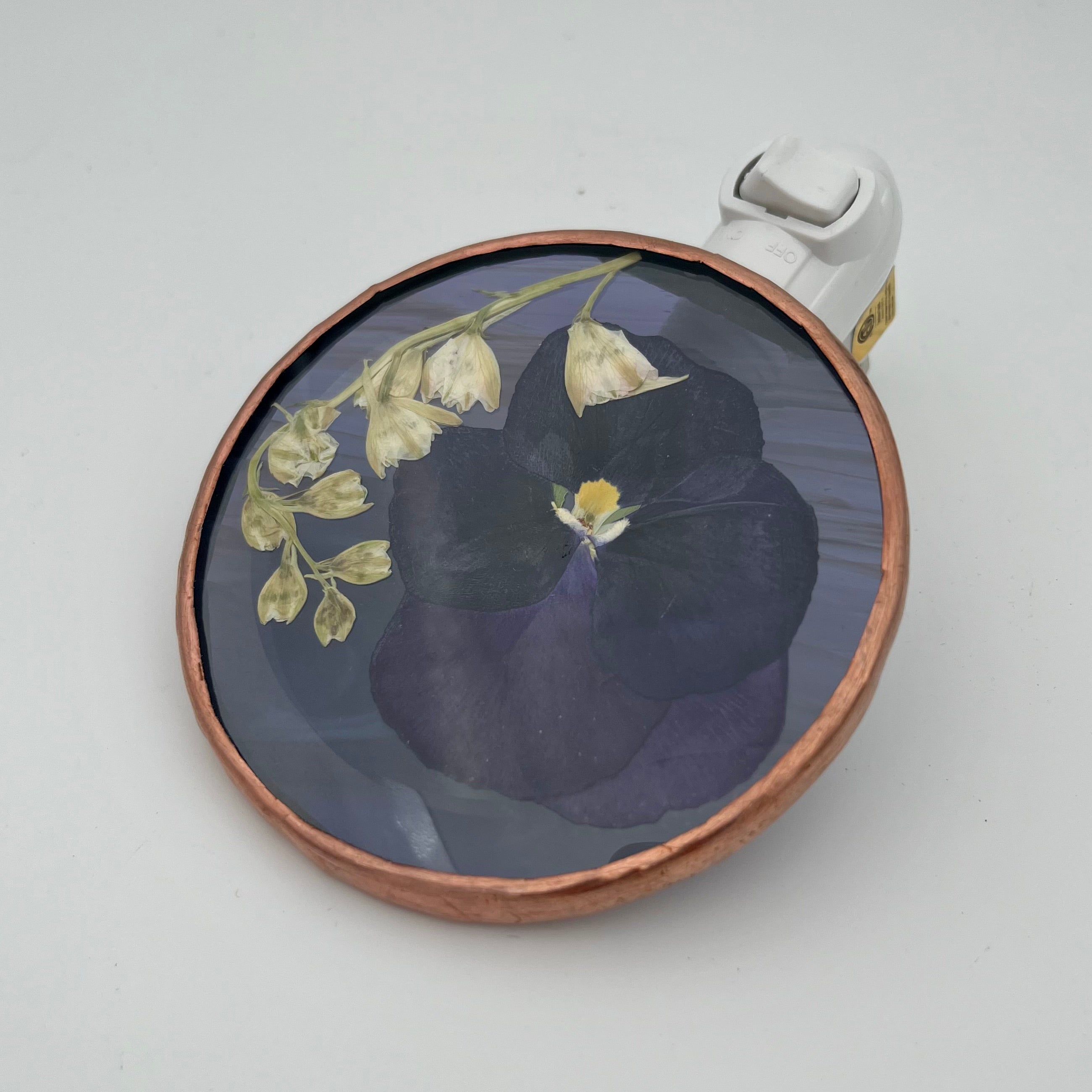 Camilla Purple Pansy Stained Glass Night Light