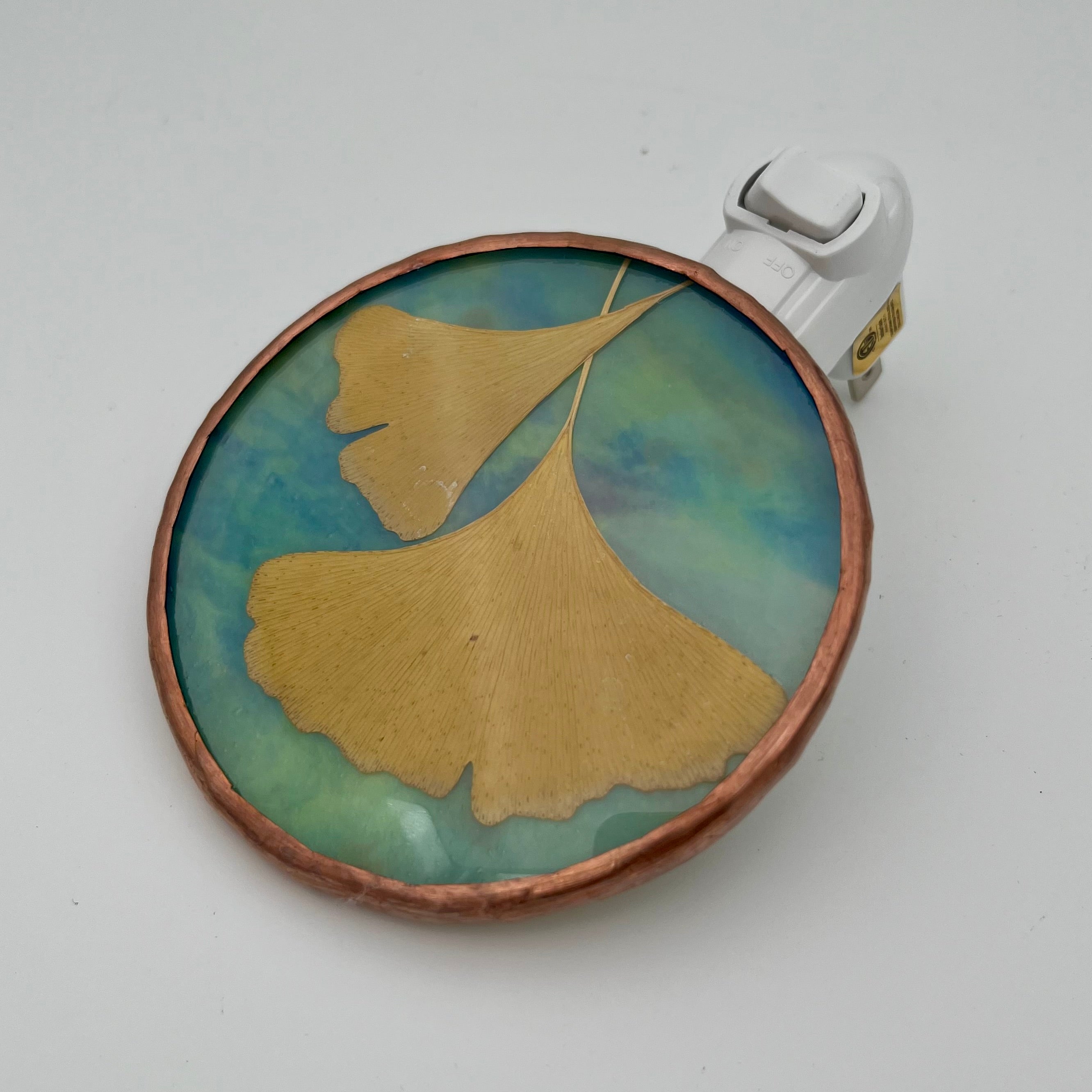 Mia Ginkgo Leaf Stained Glass Night Light