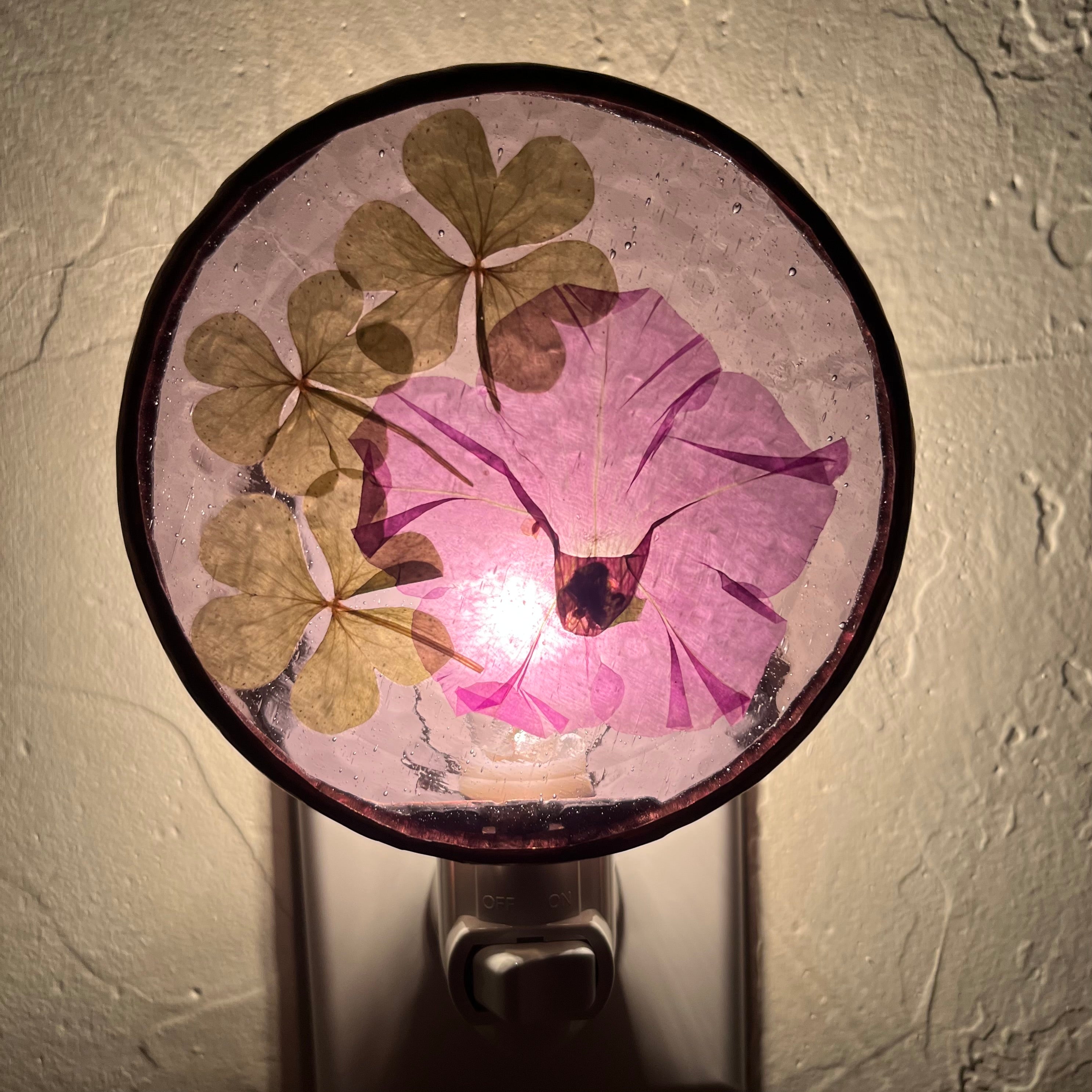 Erin Purple Clover Stained Glass Night Light