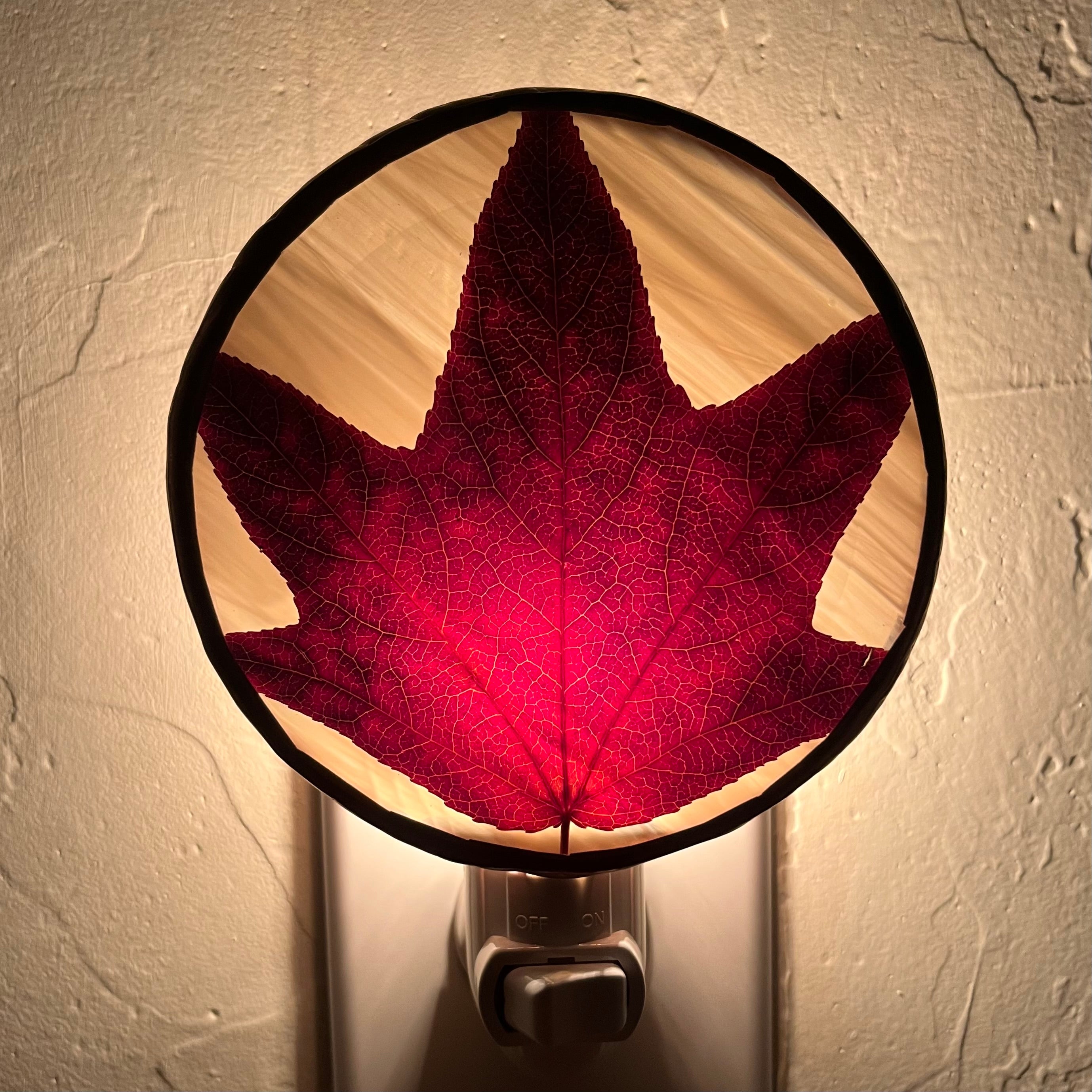 Andrea Maple Leaf Stained Glass Night Light