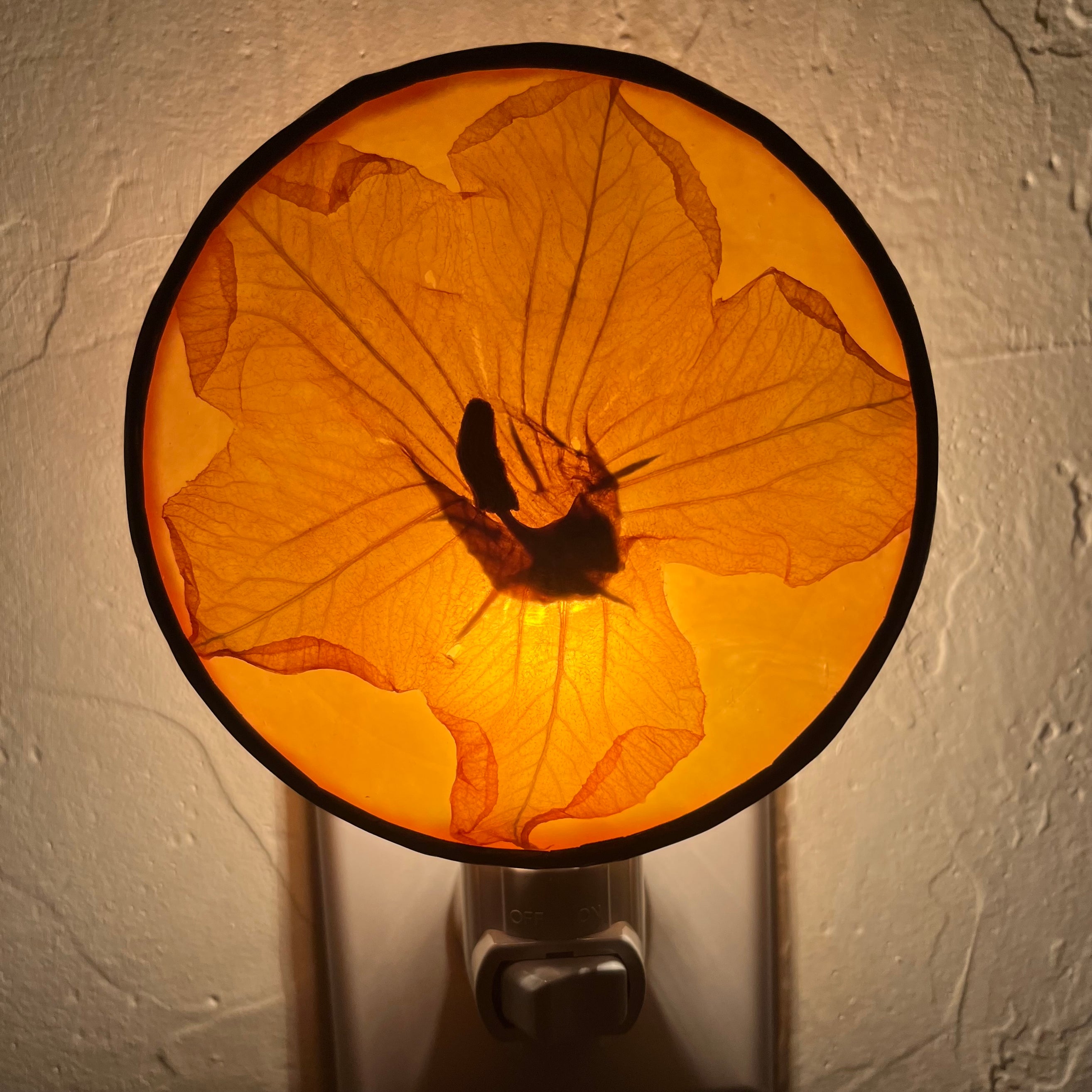 Harper Amber Pumpkin Blossom Stained Glass Night Light