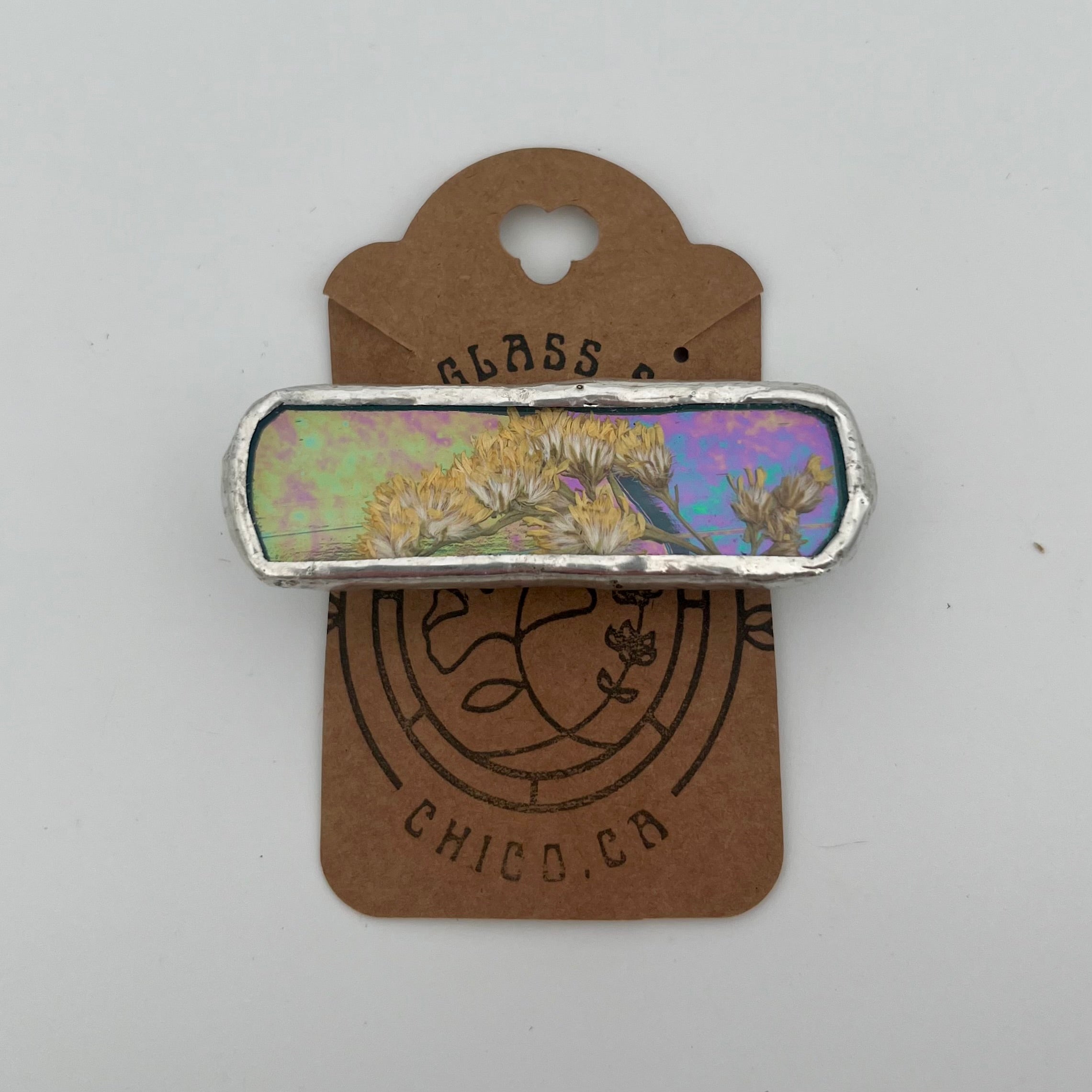 Carrie Iridescent Teal Goldenrod Hair Clip