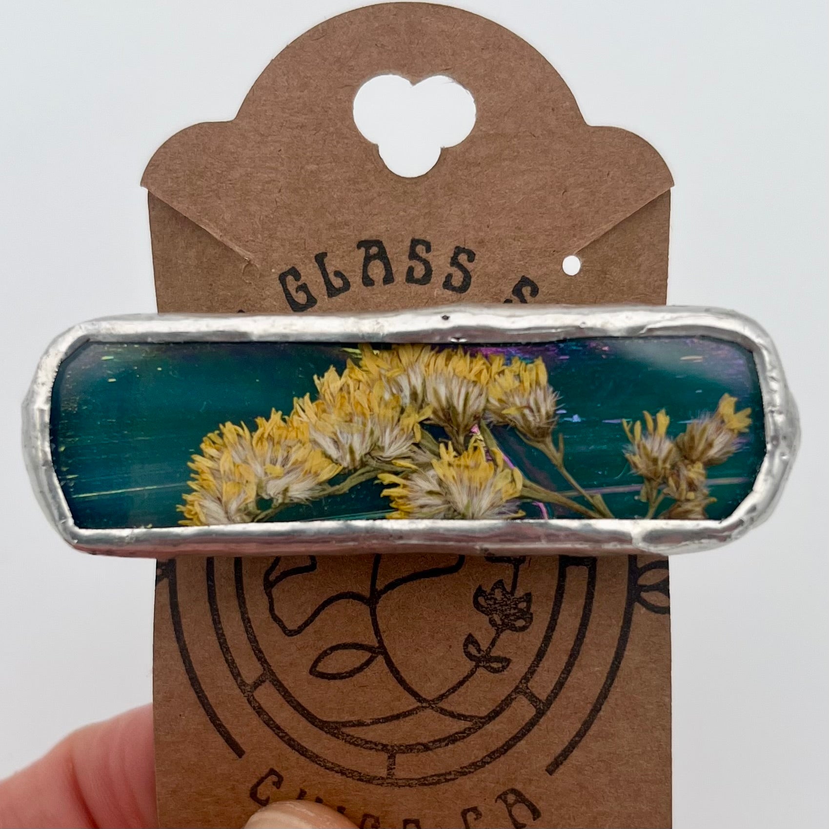 Carrie Iridescent Teal Goldenrod Hair Clip