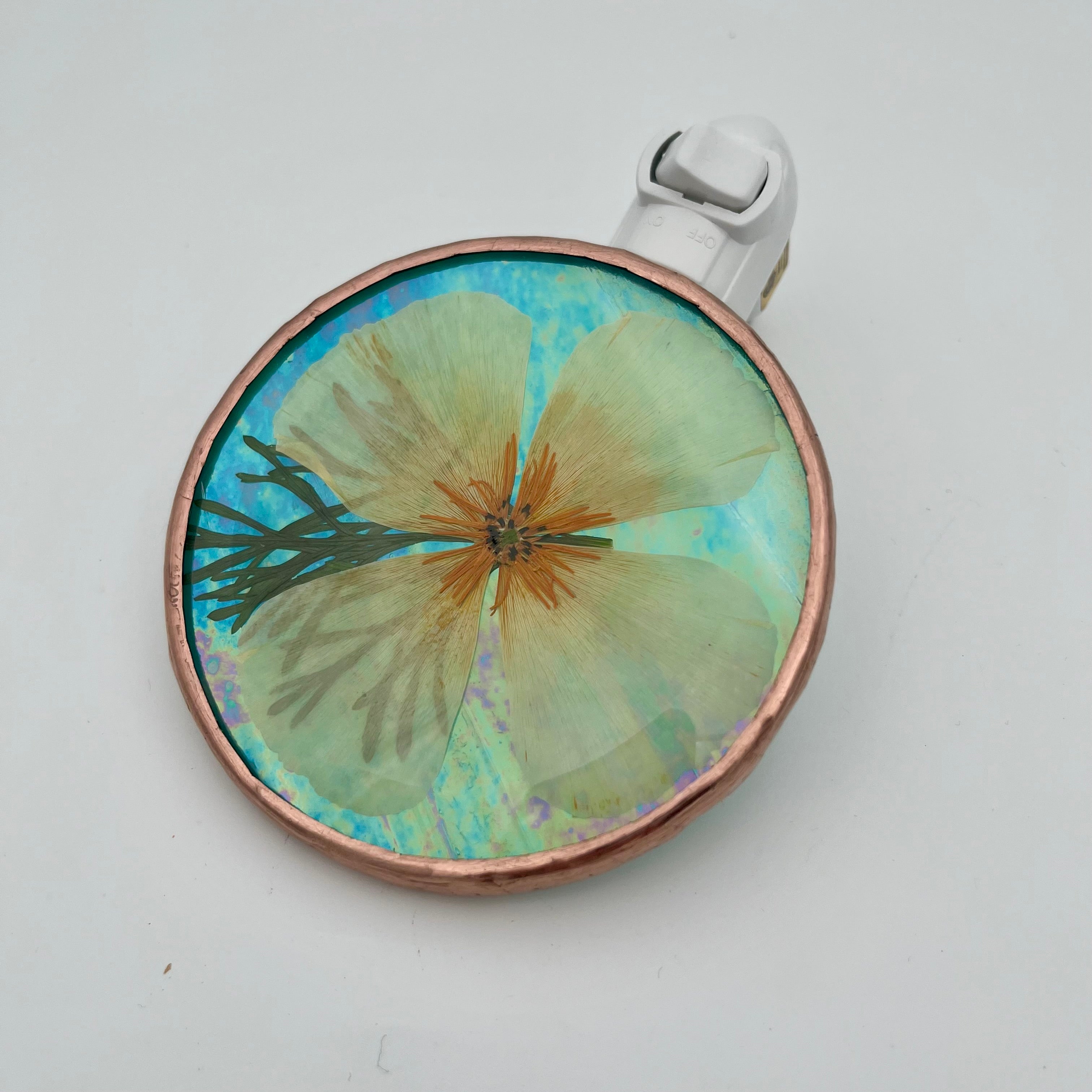 Angelica Iridescent California Poppy Stained Glass Night Light
