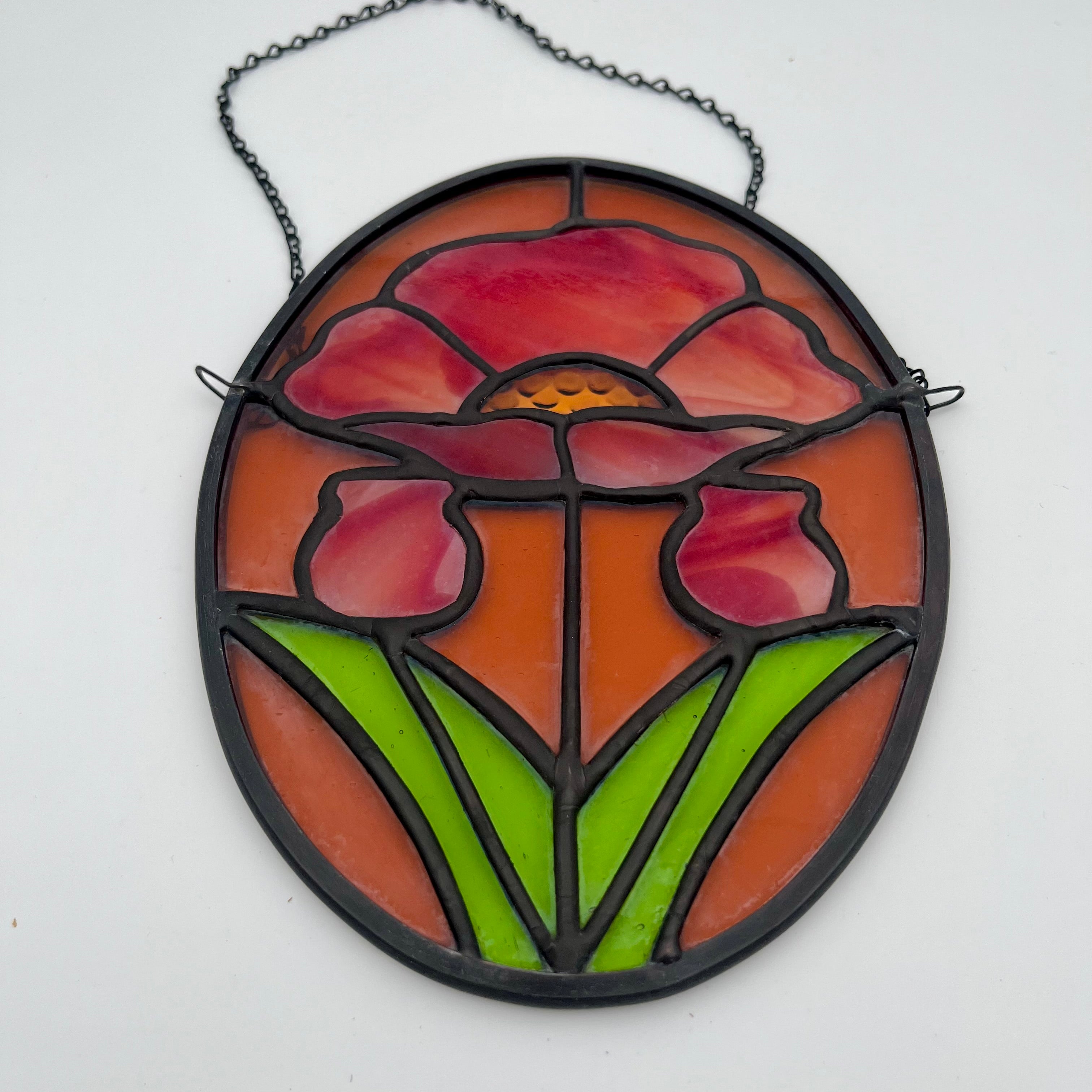 Erica Poppy Stained Glass Sun Catcher