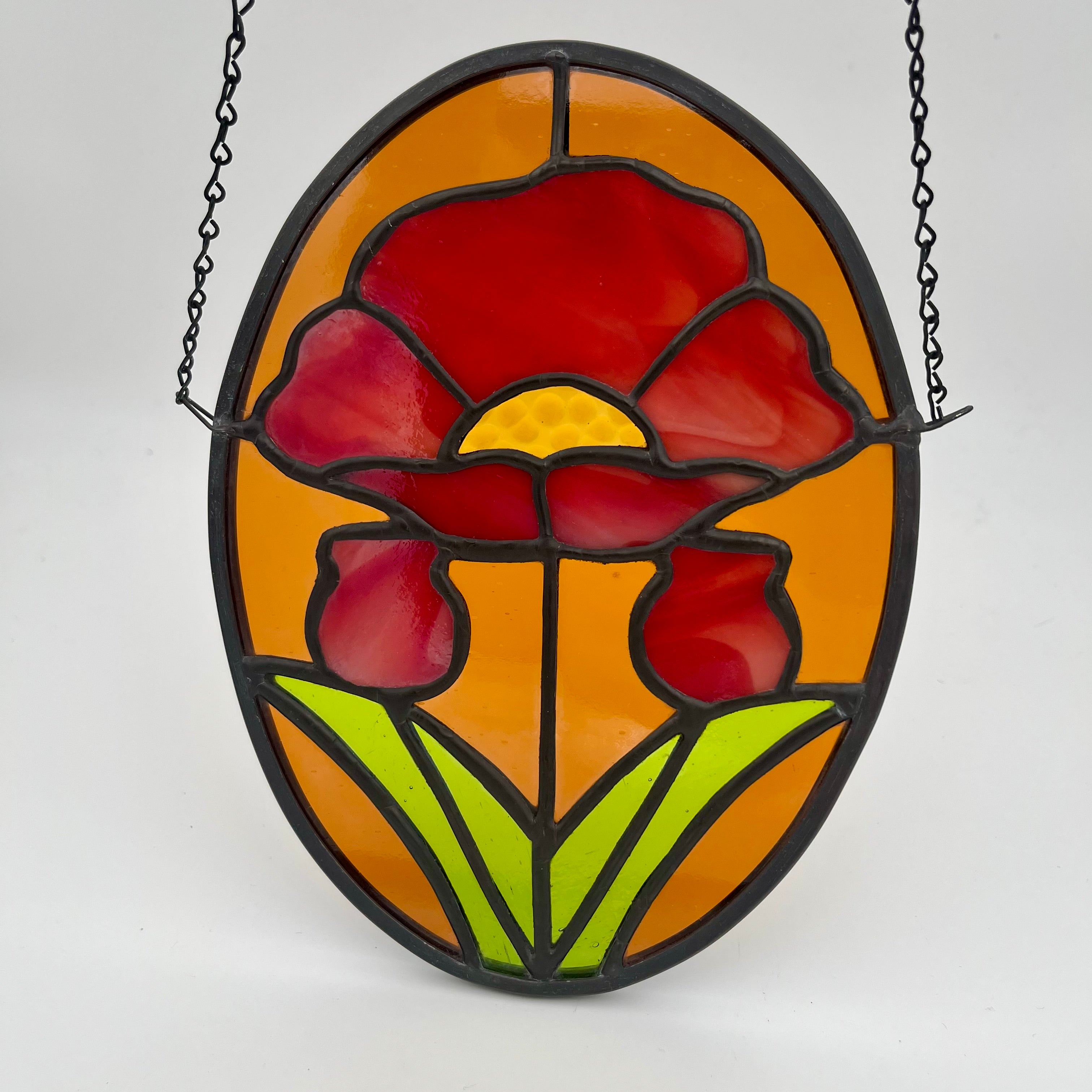 Erica Poppy Stained Glass Sun Catcher