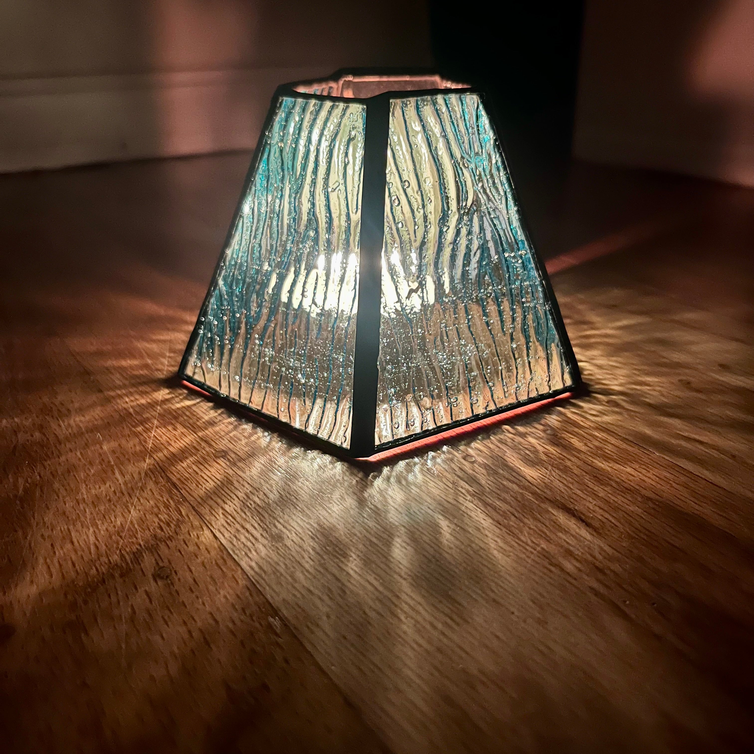 Gladys Turquoise Larkspur Stained Glass Candle Lamp – Bree Glass