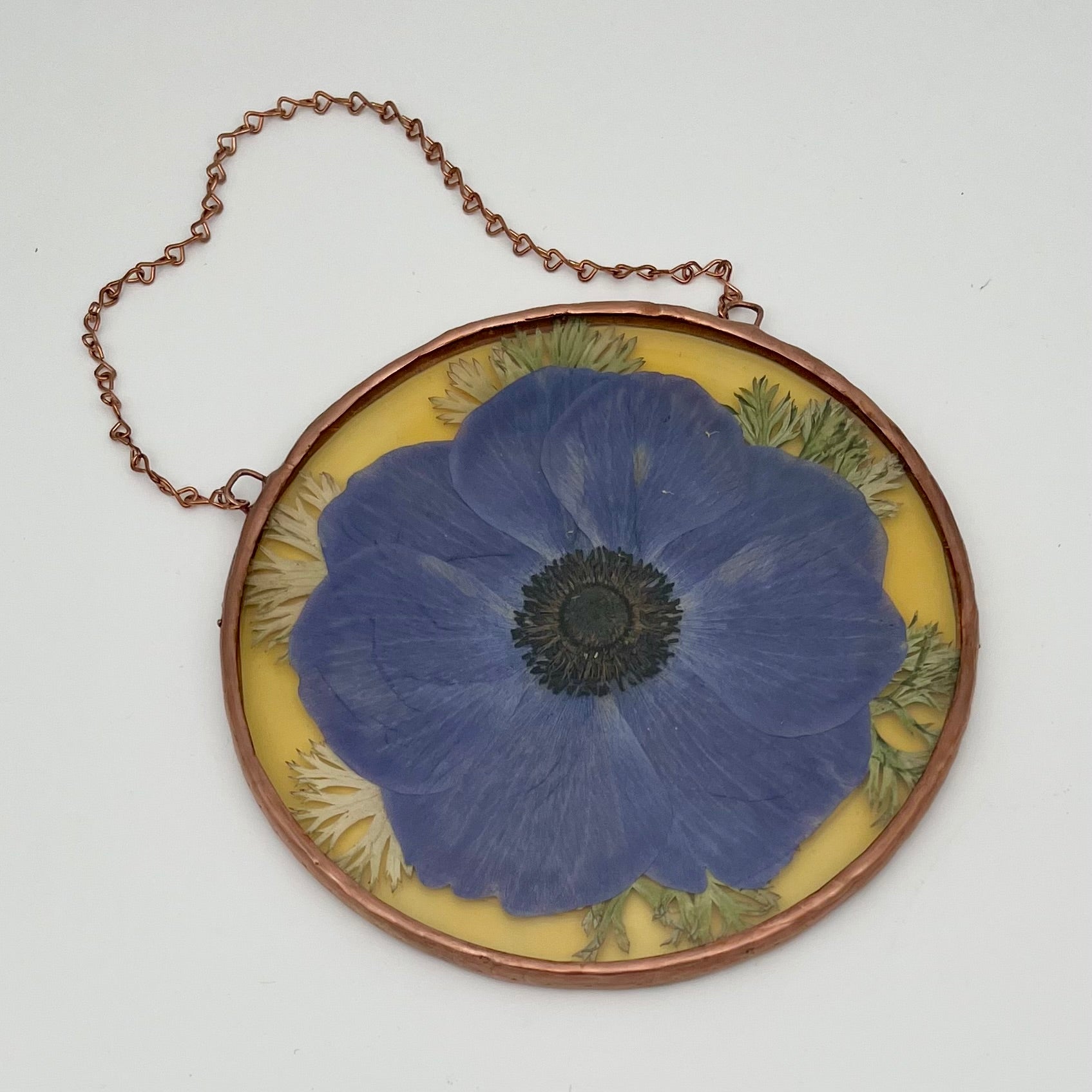 Layla Purple Anemone Yellow Stained Glass Sun Catcher