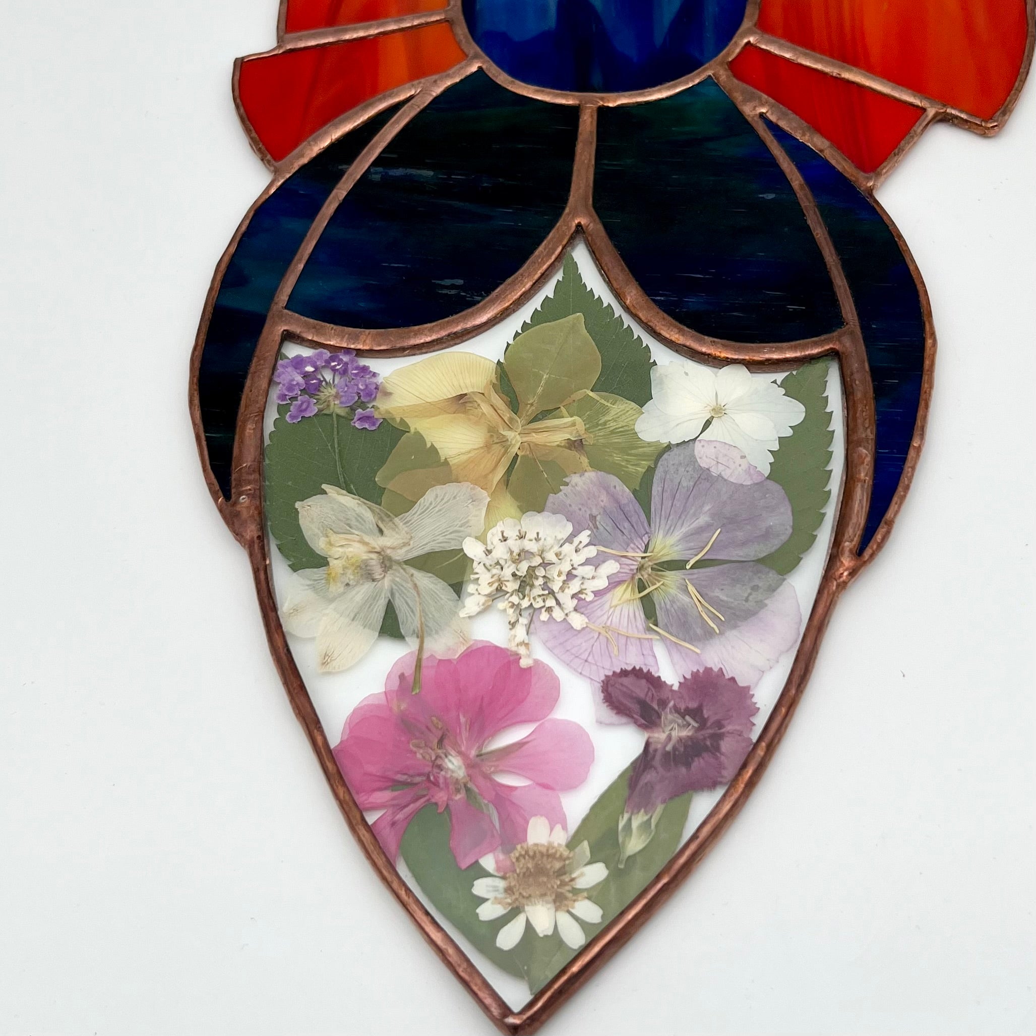 Goddess Pressed Flowers Stained Glass Sun Catcher