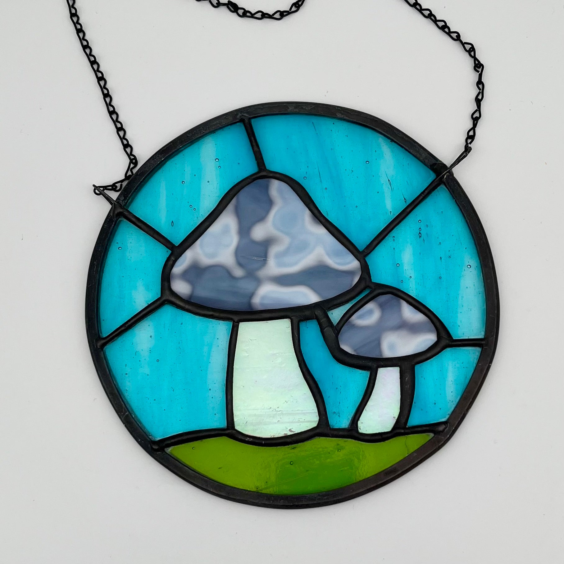 April Stained Glass Purple Mushroom Sun Catcher