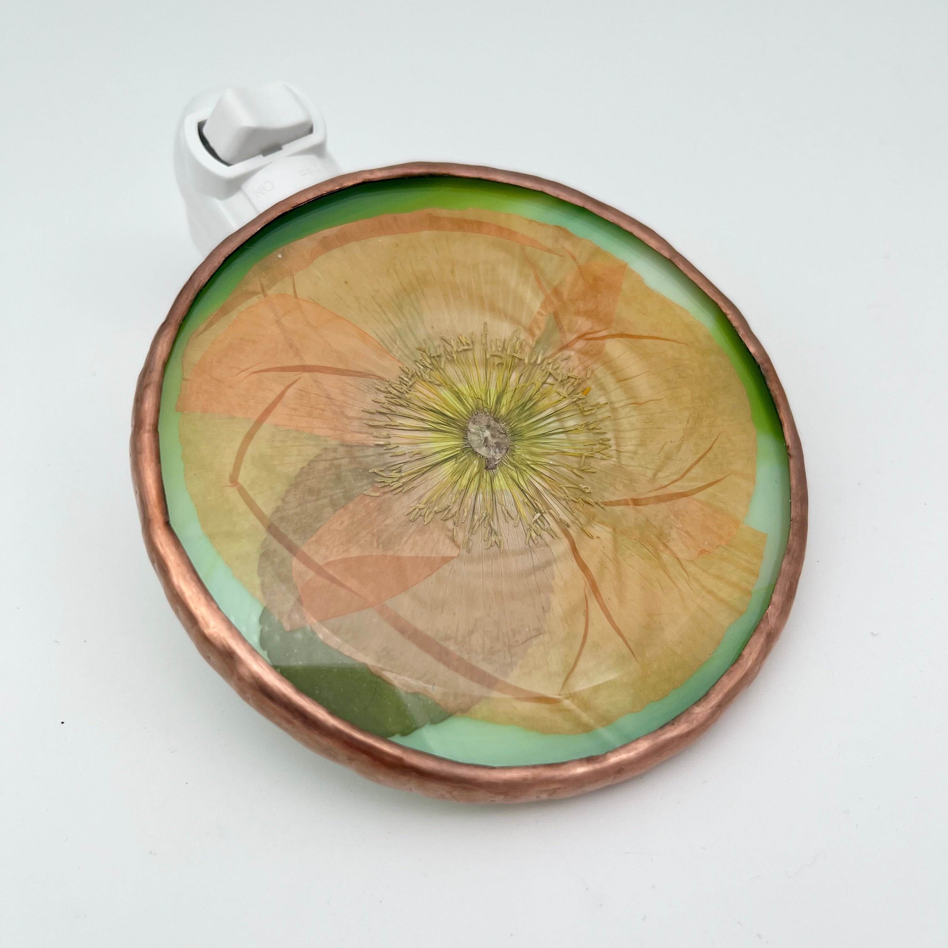 Pearl Orange Icelandic Poppy Stained Glass Night Light