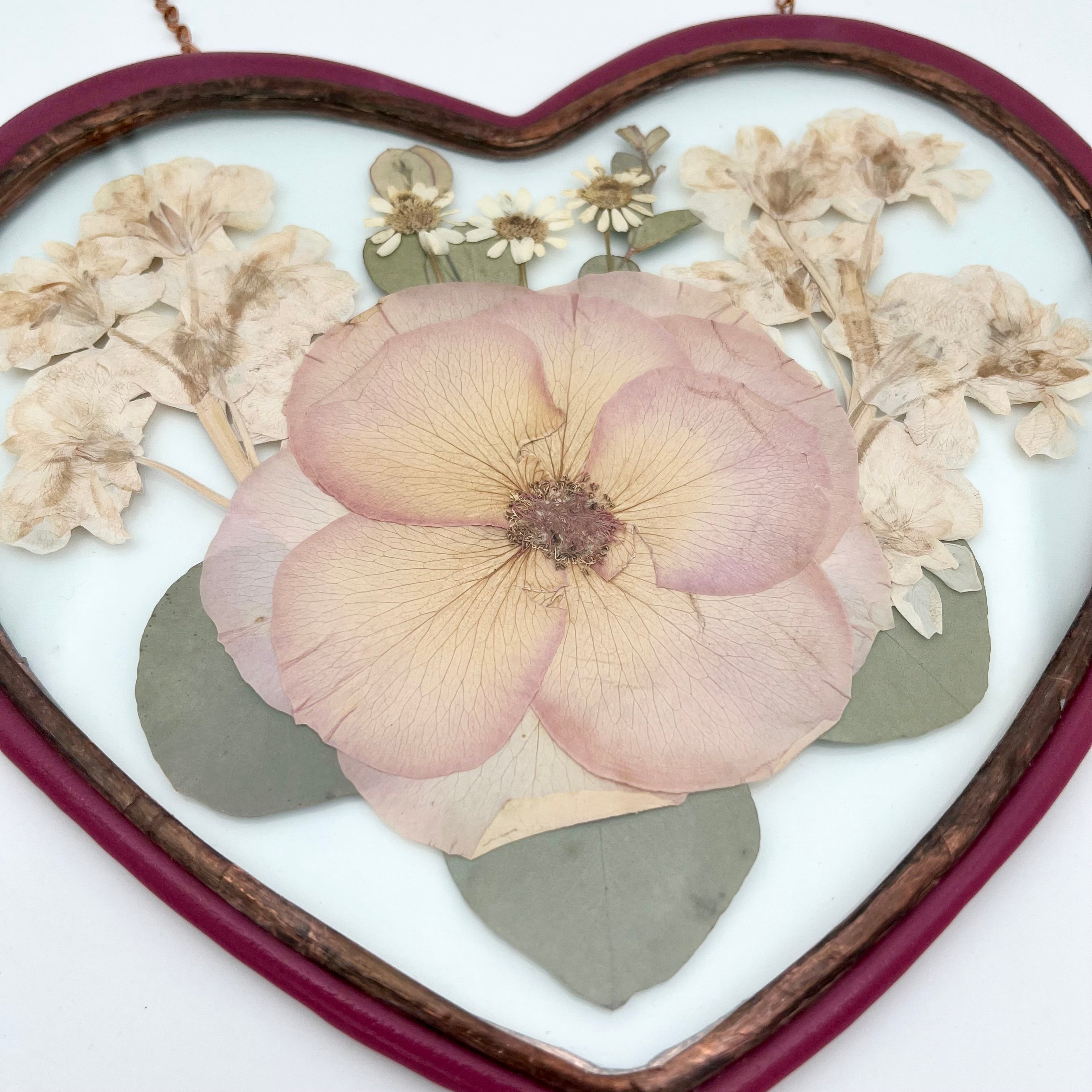 Helen Rose Pink Heart Stained Glass Sun Catcher