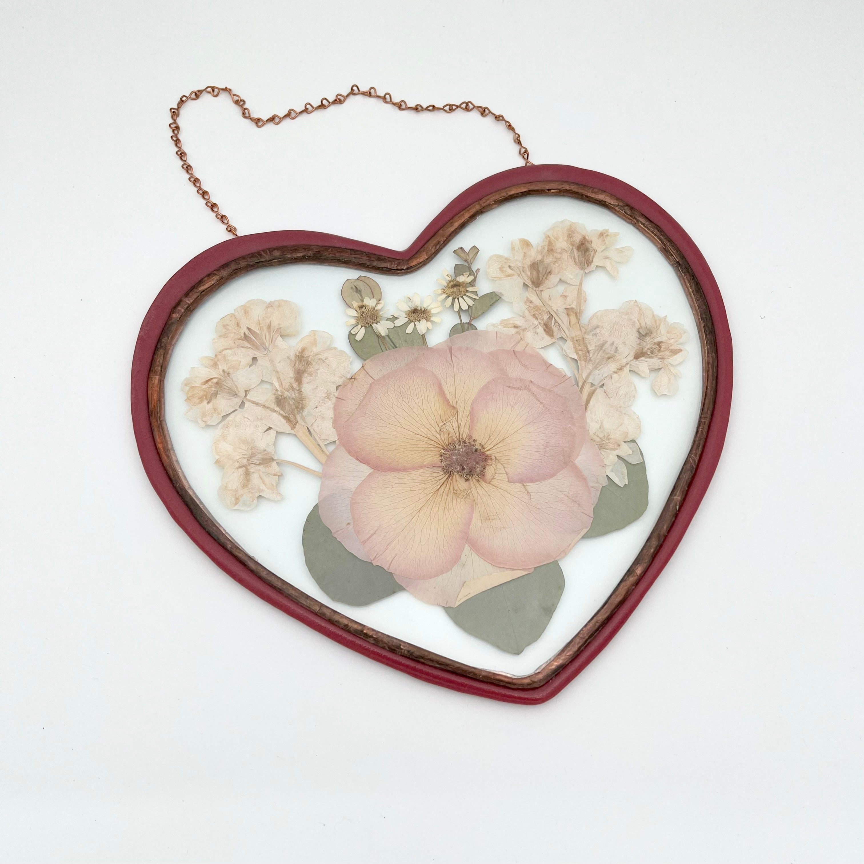 Helen Rose Pink Heart Stained Glass Sun Catcher